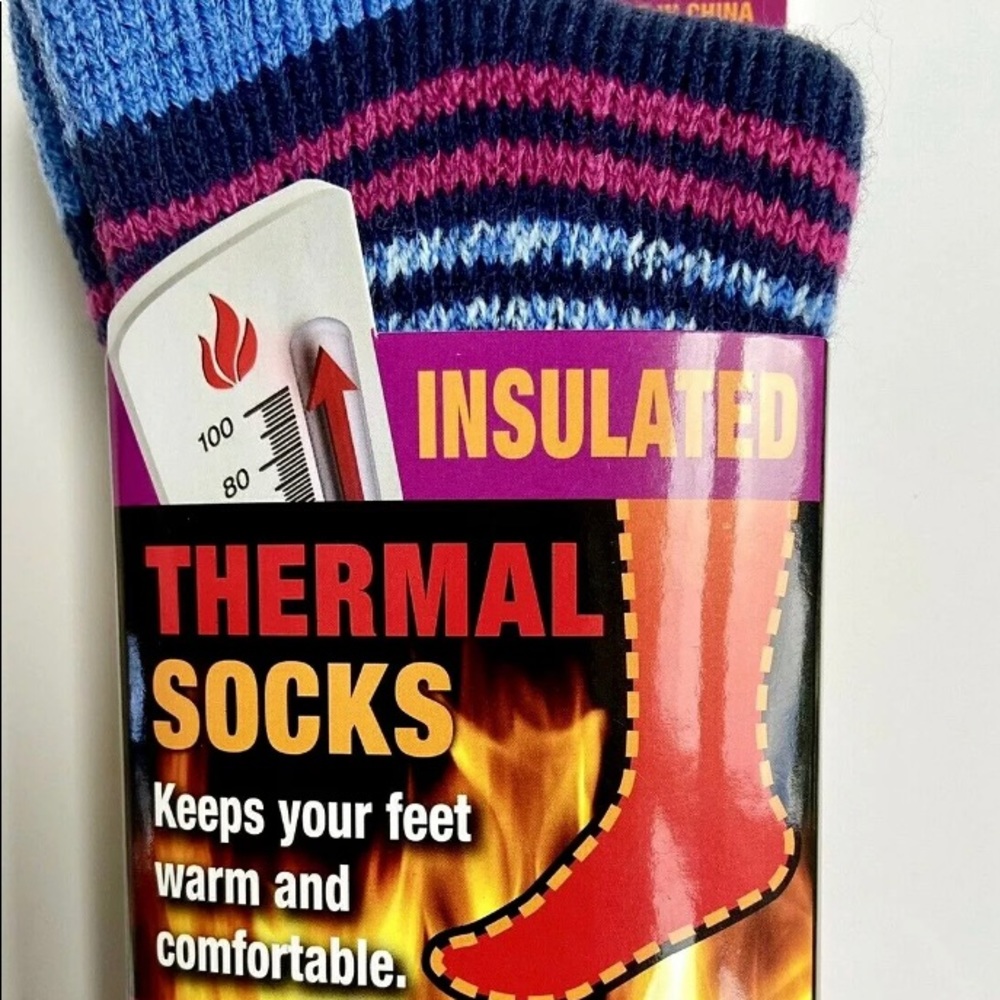 NEW Polar Extreme Insulated Thermal Socks Women SHOE SIZE 5-10 BLUE PINK KNIT